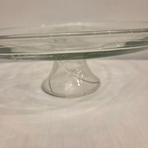 Clear Glass Rose Embossed Pedestal Cake Stand Serveware - Picture 2 of 5